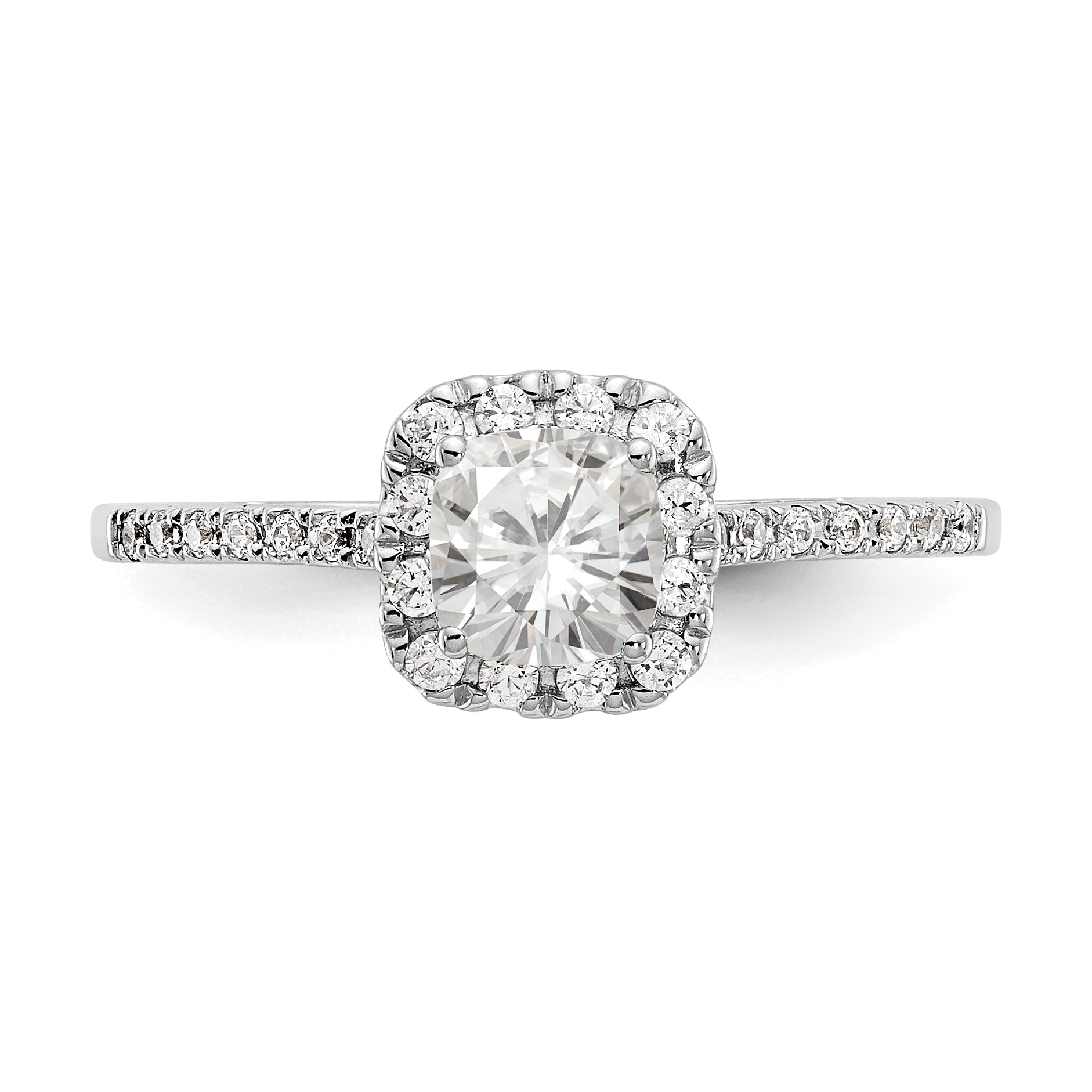 14K Bicolor Kissen Heiligenschein Synthetisch Diamant Verlobungsring