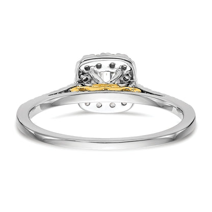 14K Bicolor Kissen Heiligenschein Synthetisch Diamant Verlobungsring