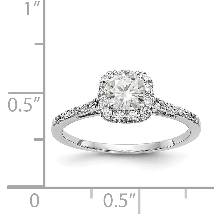 14K Bicolor Kissen Heiligenschein Synthetisch Diamant Verlobungsring