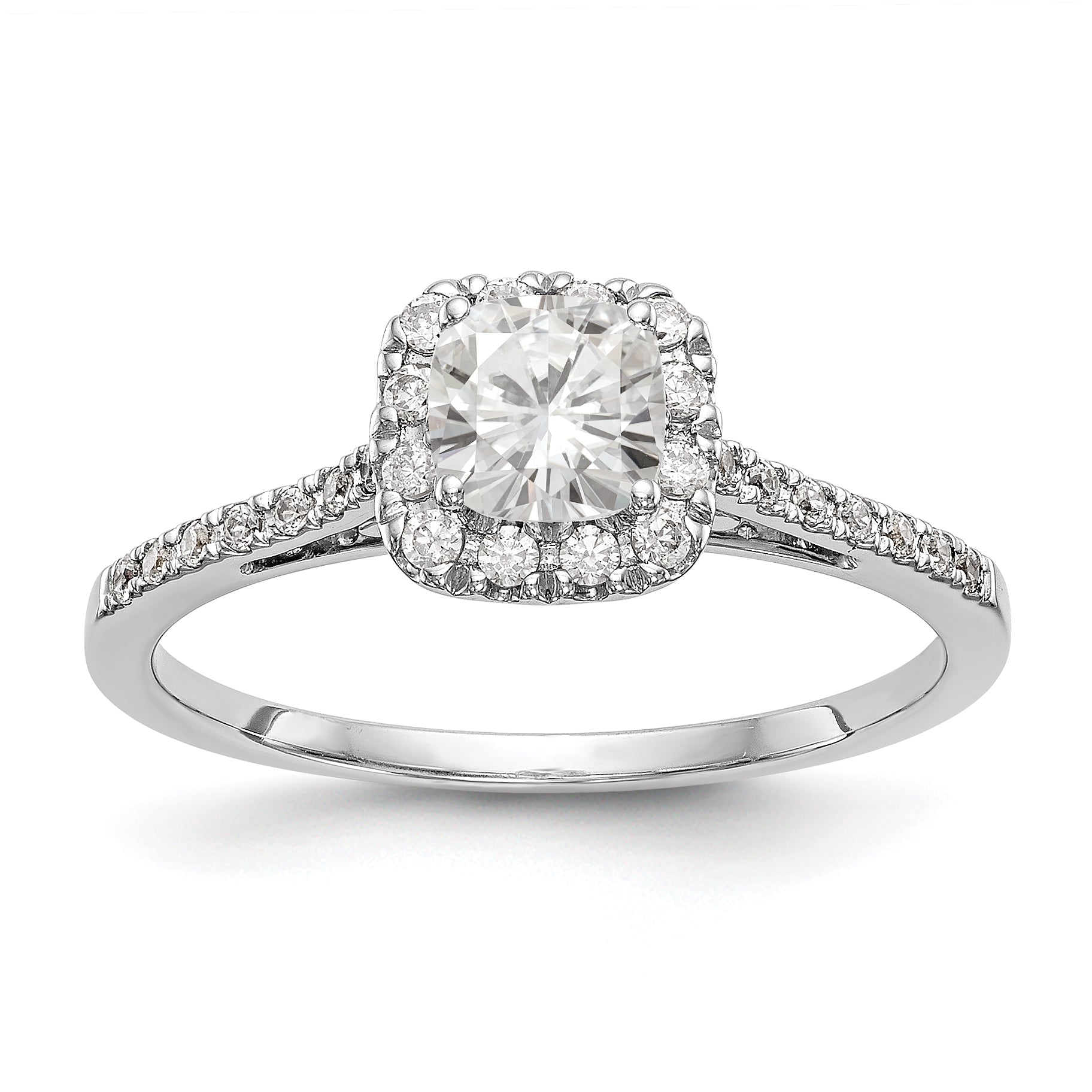 14K Bicolor Kissen Heiligenschein Synthetisch Diamant Verlobungsring