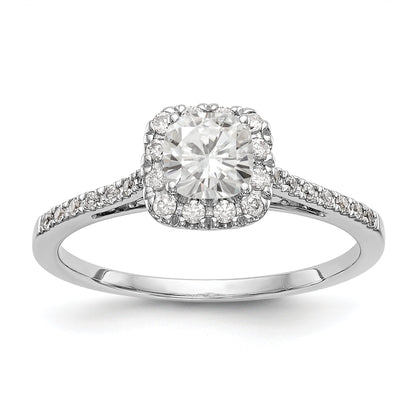14K Bicolor Kissen Heiligenschein Synthetisch Diamant Verlobungsring
