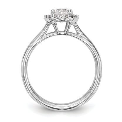 14K Weißgold Rund Heiligenschein Synthetisch Diamant Split Shank Verlobungsring