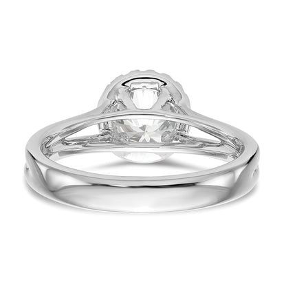 14K Weißgold Rund Heiligenschein Synthetisch Diamant Split Shank Verlobungsring