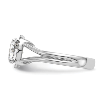 14K Weißgold Oval Heiligenschein Synthetisch Diamant Split Shank Verlobungsring