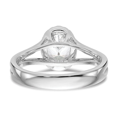 14K Weißgold Oval Heiligenschein Synthetisch Diamant Split Shank Verlobungsring