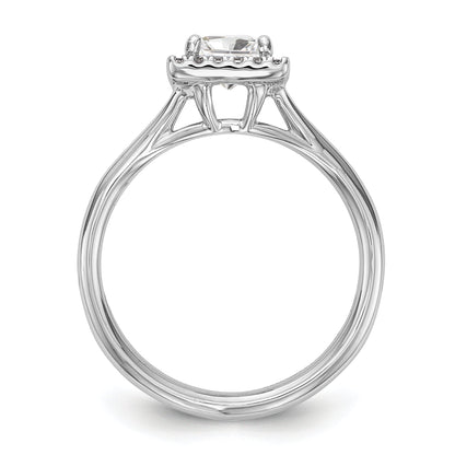 14K Weißgold Verlobungsring, Princess Halo mit simuliertem Diamant und geteiltem Ring