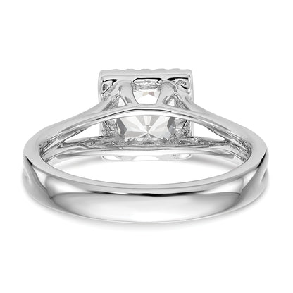 14K Weißgold Verlobungsring, Princess Halo mit simuliertem Diamant und geteiltem Ring