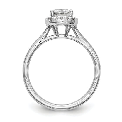 14K Weißgold Verlobungsring mit Kissenschliff-Halo, simulierten Diamanten und geteilter Ringschiene