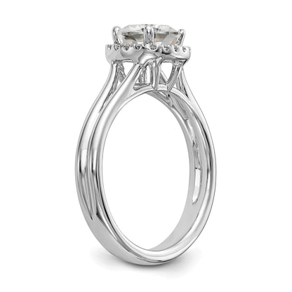 14K Weißgold Verlobungsring mit Kissenschliff-Halo, simulierten Diamanten und geteilter Ringschiene
