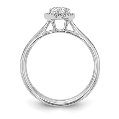 14K Weißgold Verlobungsring mit Halo, tropfenförmigem simuliertem Diamant und geteiltem Ring