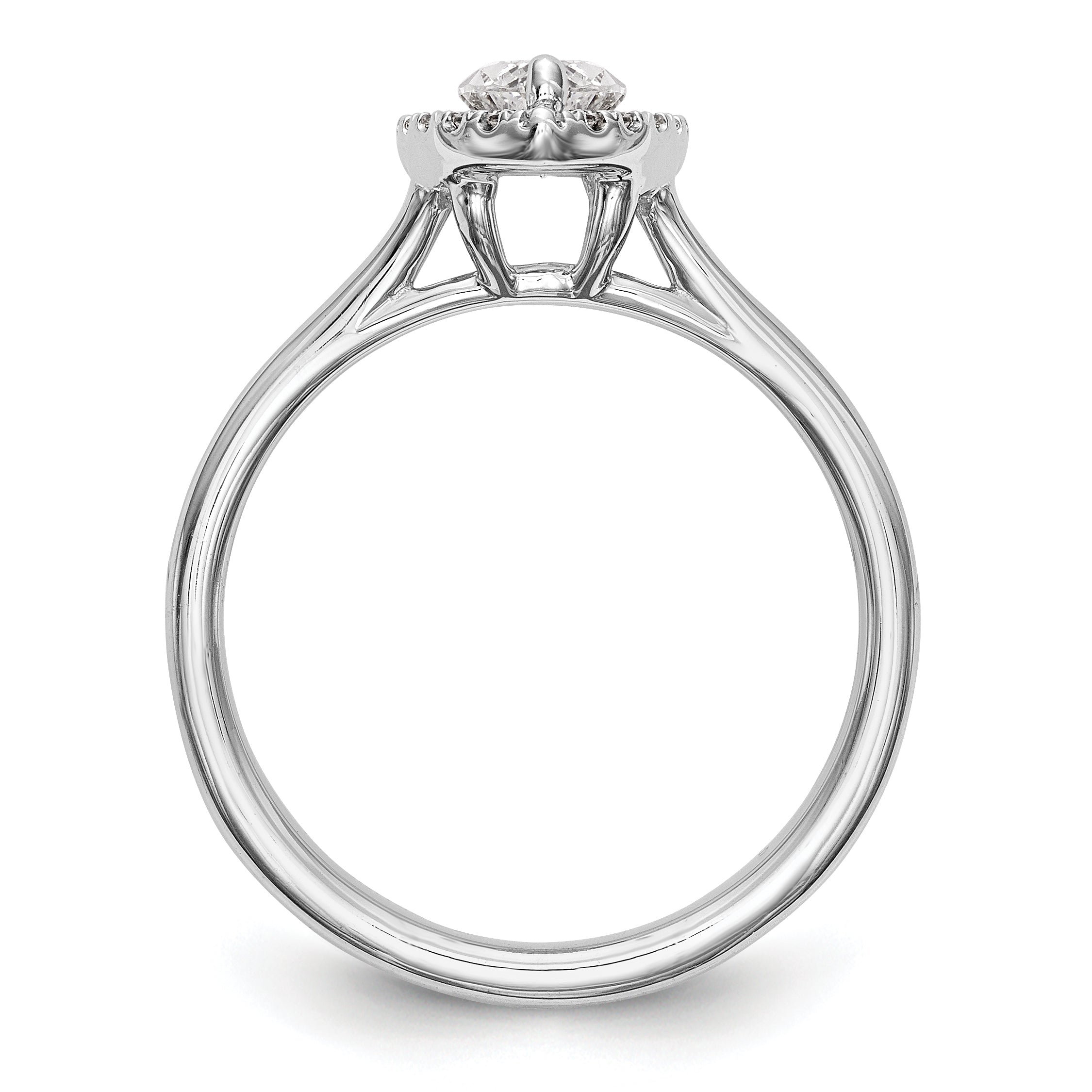 Verlobungsring aus 14K Weißgold mit Marquise-Halo aus simulierten Diamanten und geteilter Ringschiene