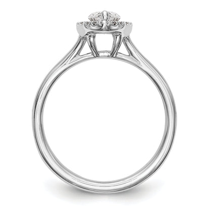 Verlobungsring aus 14K Weißgold mit Marquise-Halo aus simulierten Diamanten und geteilter Ringschiene