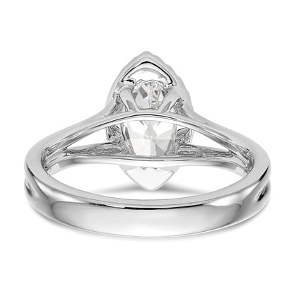 Verlobungsring aus 14K Weißgold mit Marquise-Halo aus simulierten Diamanten und geteilter Ringschiene