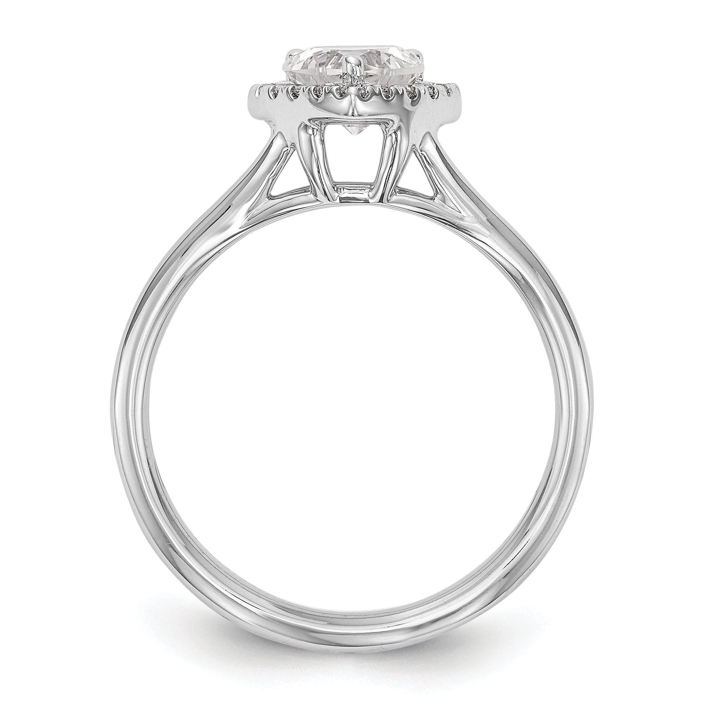 14K Weißgold Verlobungsring mit Herz-Halo aus simulierten Diamanten und geteiltem Ringband