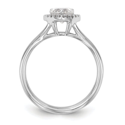 14K Weißgold Verlobungsring mit Herz-Halo aus simulierten Diamanten und geteiltem Ringband