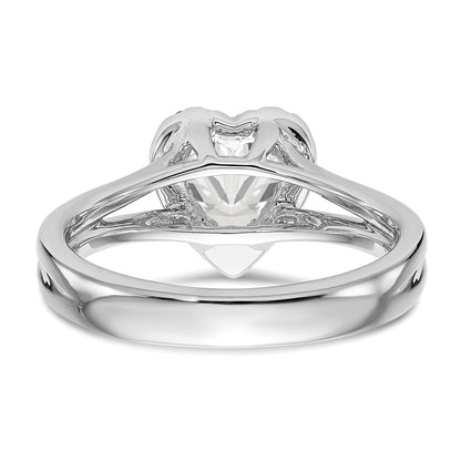14K Weißgold Verlobungsring mit Herz-Halo, simuliertem Diamanten und geteilter Ringschiene