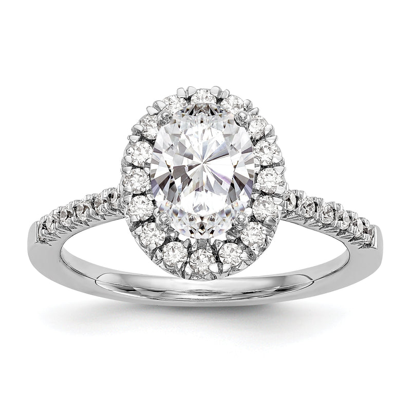14 Karat Weißgold Halo-Fassung für 1 ct. ovalen Mittelstein, 0,375 ct