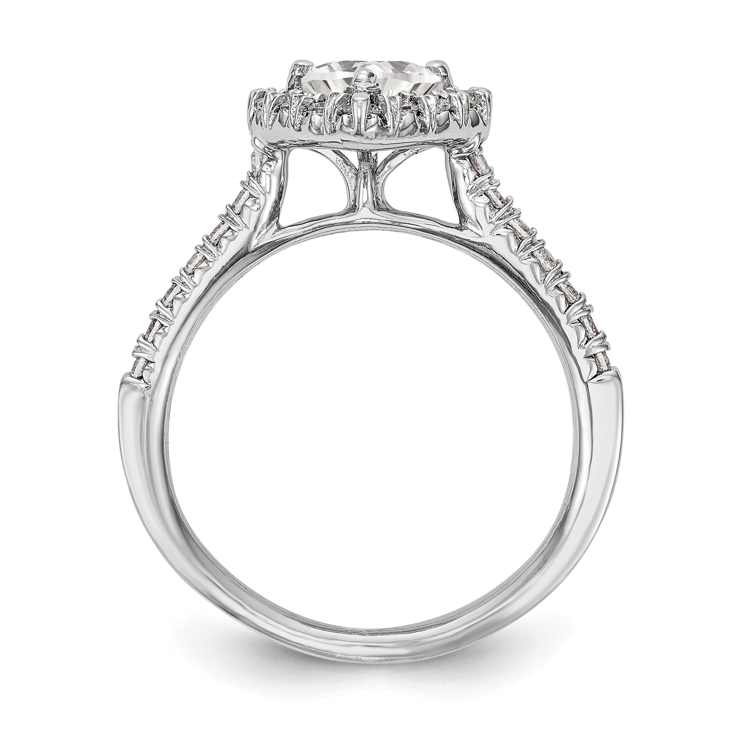 14K Weißgold Verlobungsring mit herzförmigem Halo und simuliertem Diamanten
