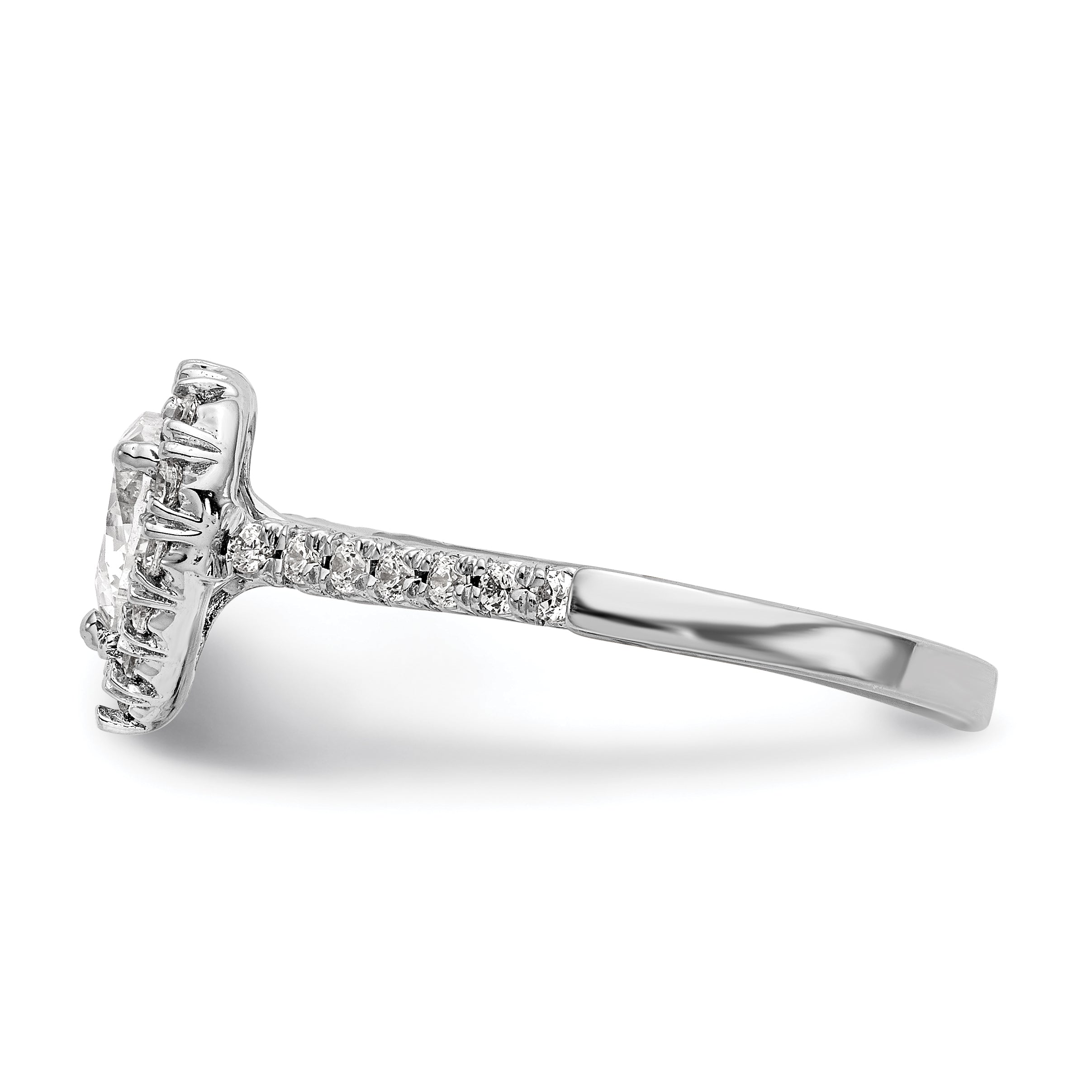14K Weißgold Verlobungsring mit herzförmigem Halo und simuliertem Diamanten