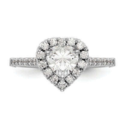 14K Weißgold Verlobungsring mit herzförmigem Halo und simuliertem Diamanten