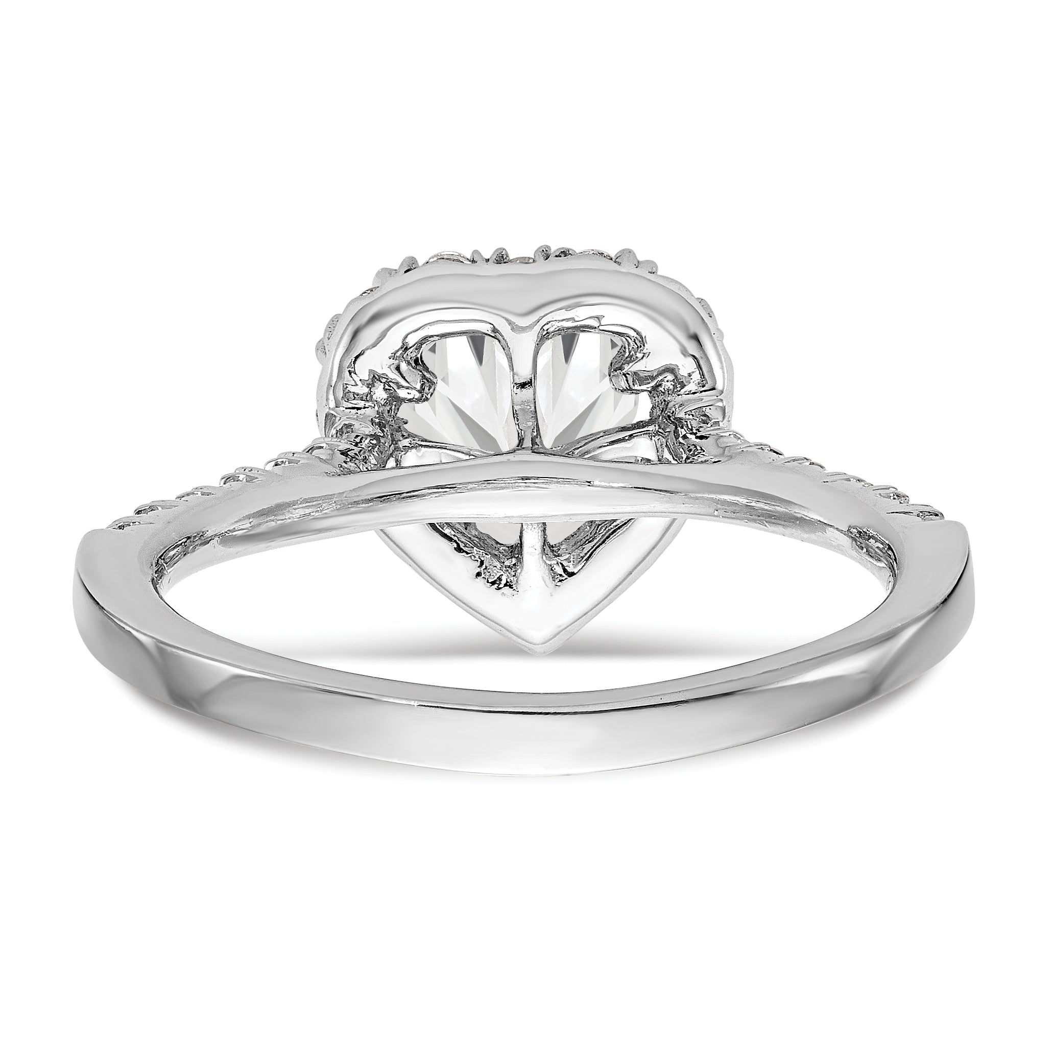 14K Weißgold Verlobungsring mit herzförmigem Halo und simuliertem Diamanten