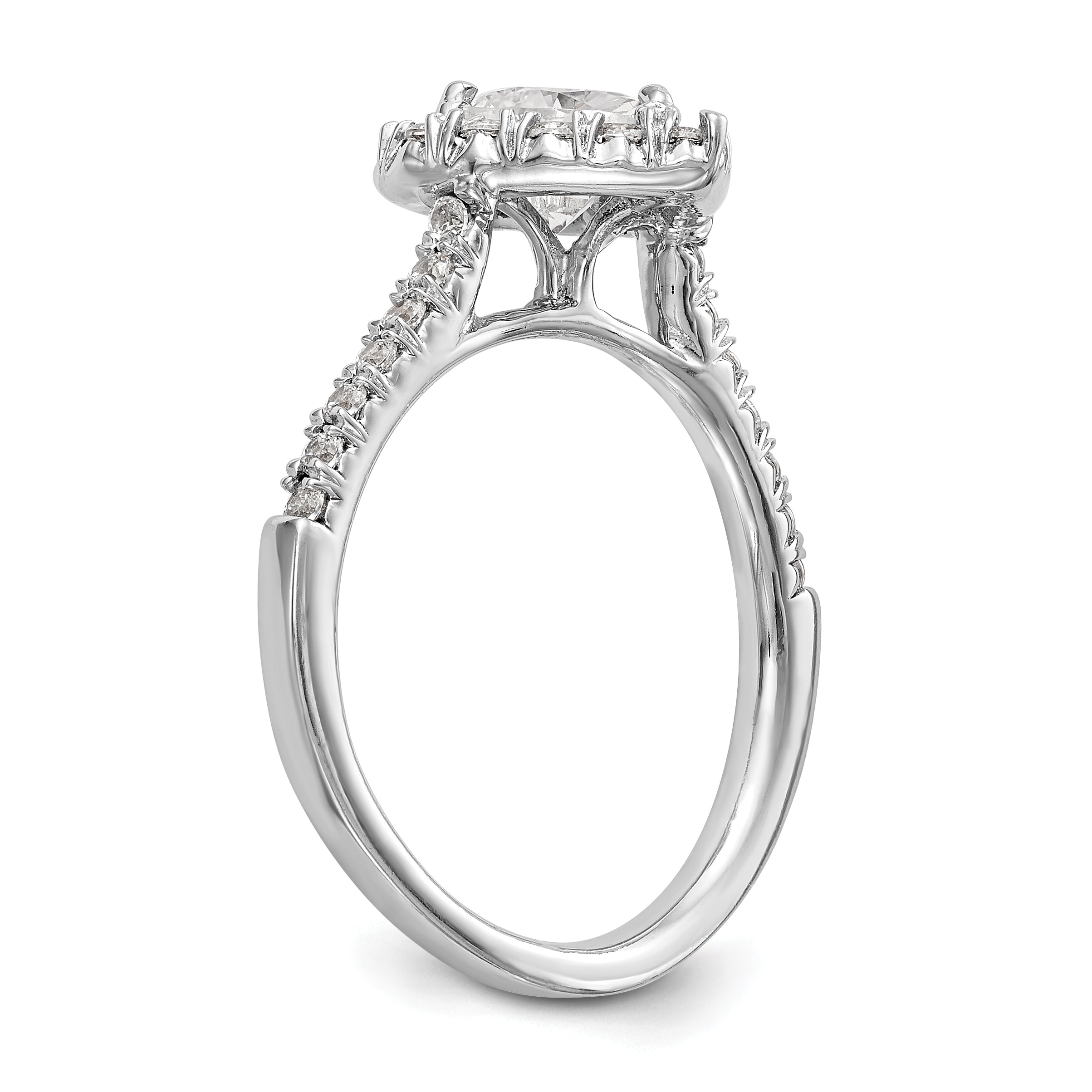 14K Weißgold Verlobungsring mit herzförmigem Halo und simuliertem Diamanten