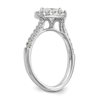 14K Weißgold Herz-Halo-Verlobungsring mit simulierten Diamanten
