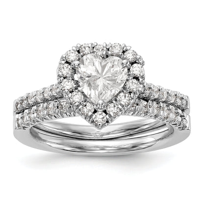 14K Weißgold Verlobungsring mit herzförmigem Halo und simuliertem Diamanten