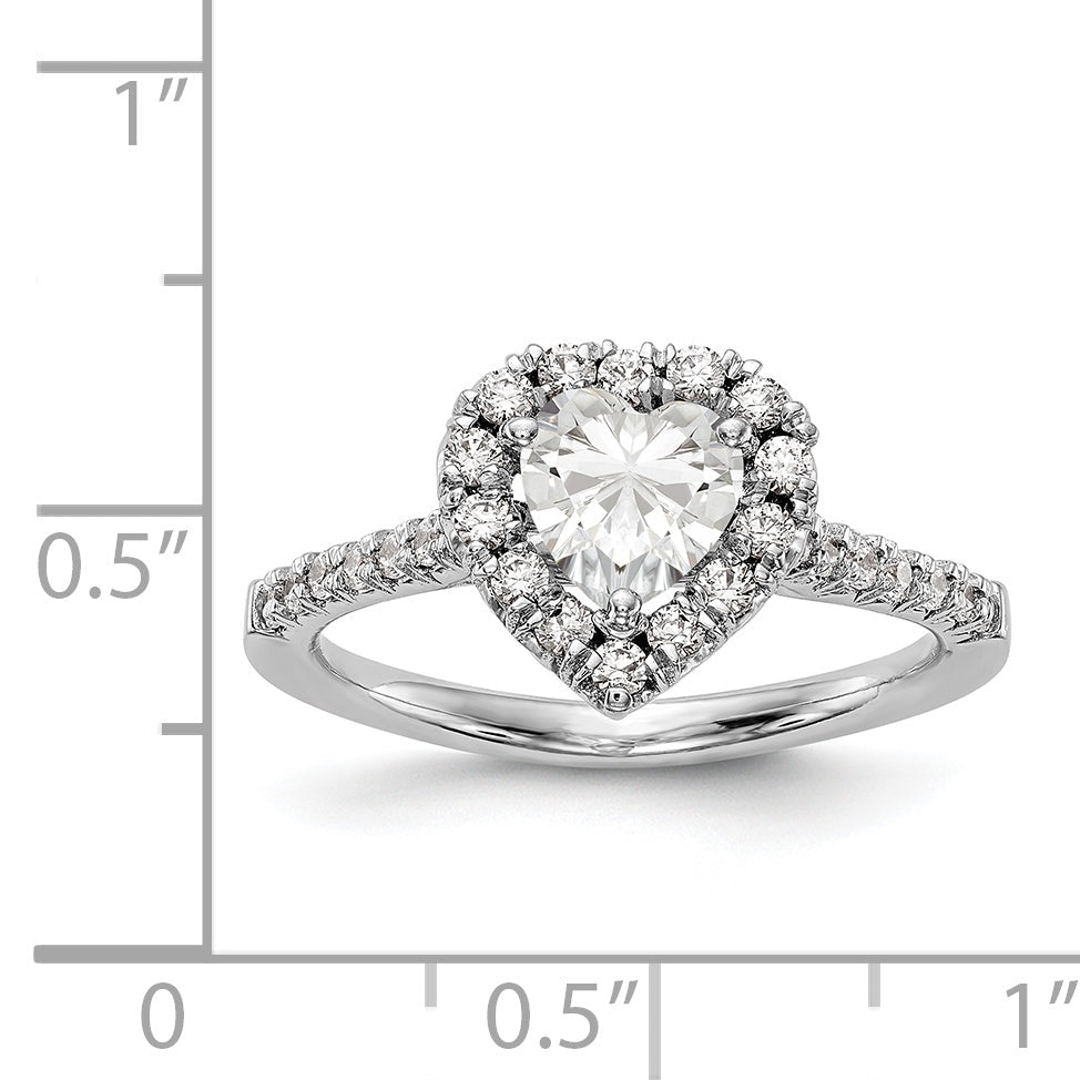 14K Weißgold Herz-Halo-Verlobungsring mit simulierten Diamanten
