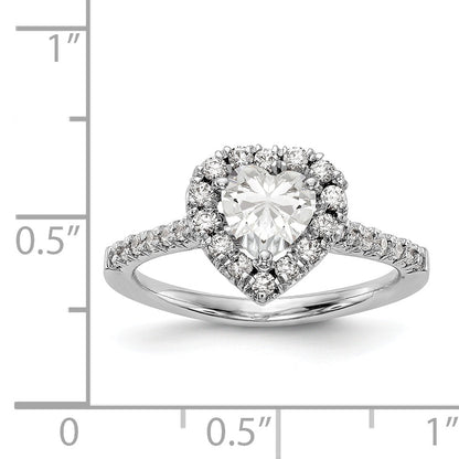 14K Weißgold Herz-Halo-Verlobungsring mit simulierten Diamanten