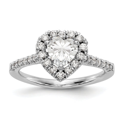 14K Weißgold Verlobungsring mit herzförmigem Halo und simuliertem Diamanten