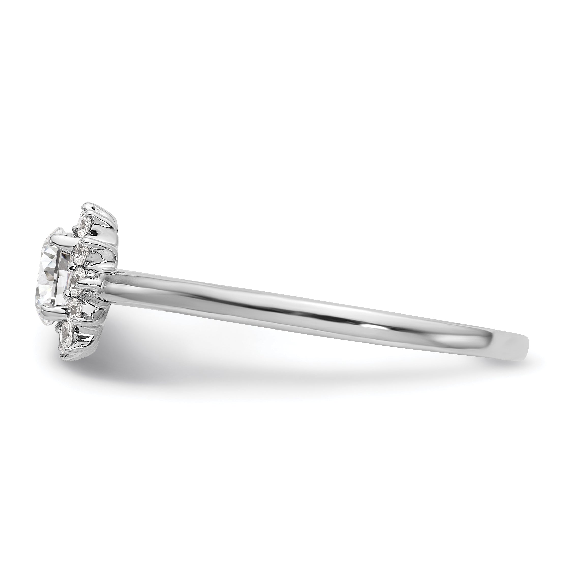 14K Weißgold Verlobungsring mit rundem simuliertem Diamanten und Halo