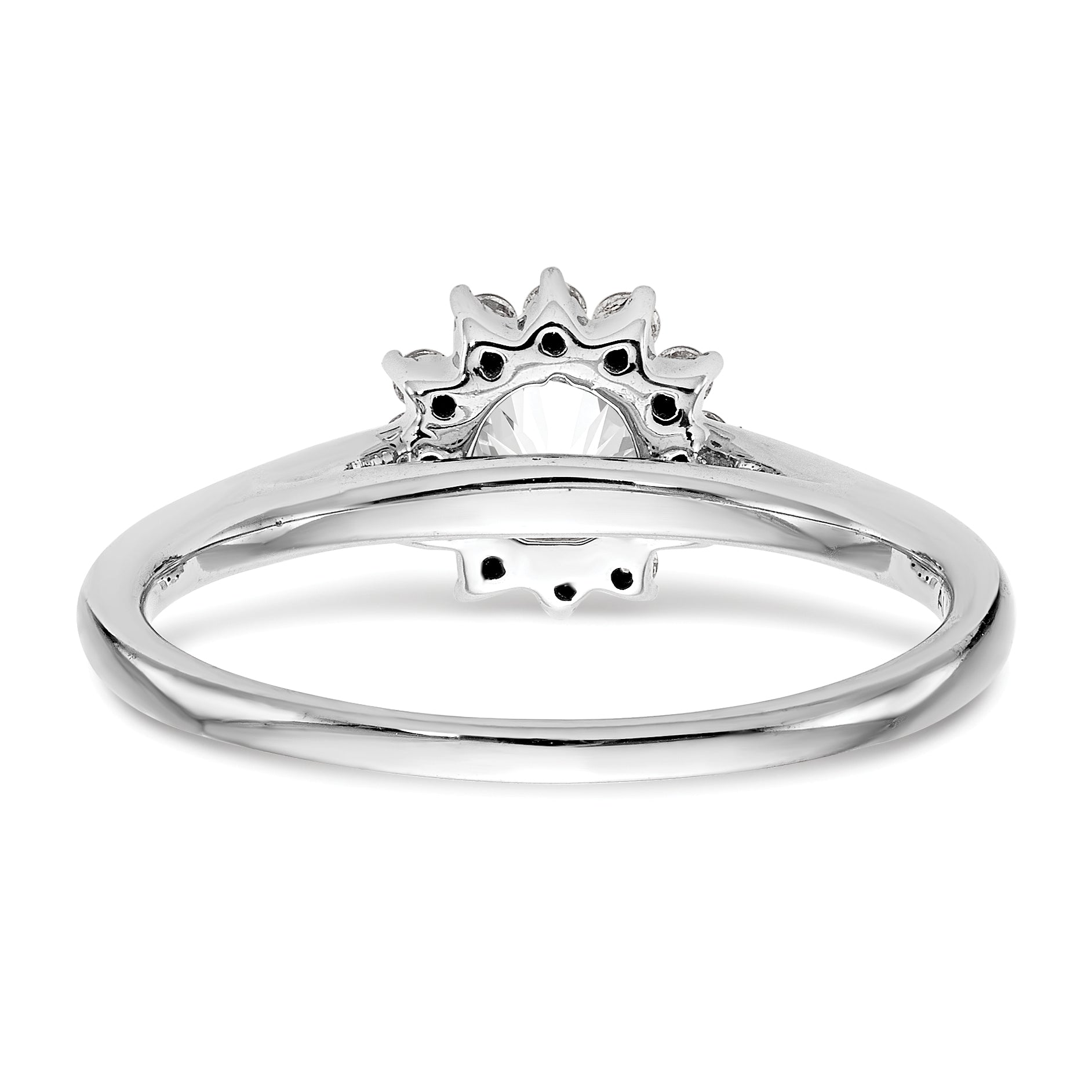 14K Weißgold Verlobungsring mit rundem simuliertem Diamanten und Halo