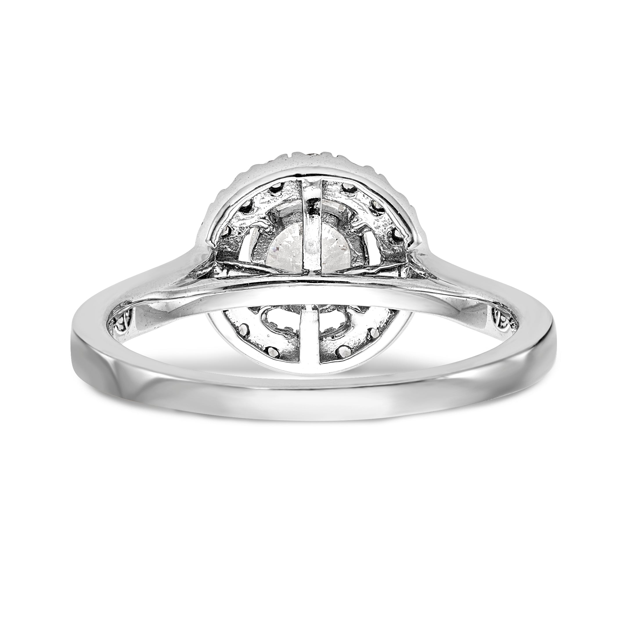 14K Weißgold Verlobungsring mit rundem simuliertem Diamanten und Halo