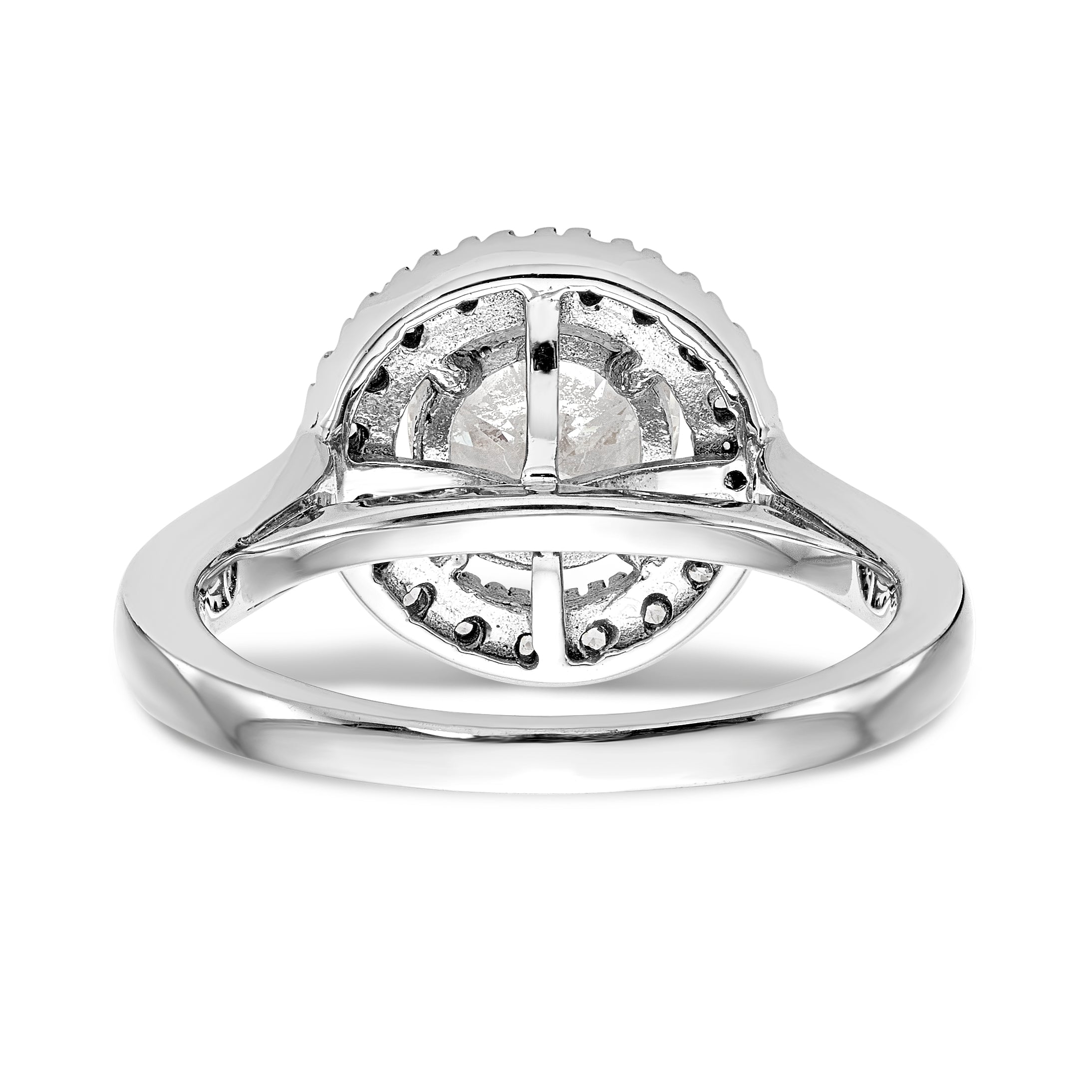14K Weißgold Verlobungsring mit rundem simuliertem Diamanten und Halo