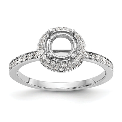 14K Weißgold Verlobungsring mit rundem simulierten Diamant und Halo