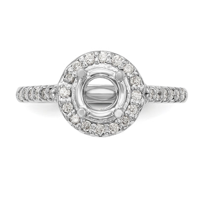 14K Weißgold Verlobungsring mit rundem simulierten Diamanten und Halo