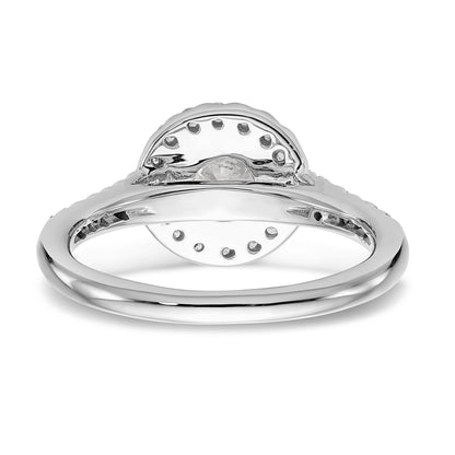 14K Weißgold Verlobungsring mit rundem simulierten Diamanten und Halo