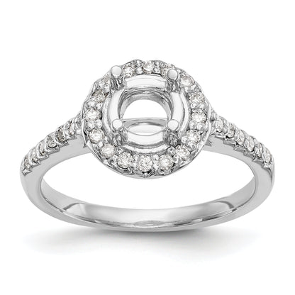14K Weißgold Verlobungsring mit rundem simulierten Diamanten und Halo