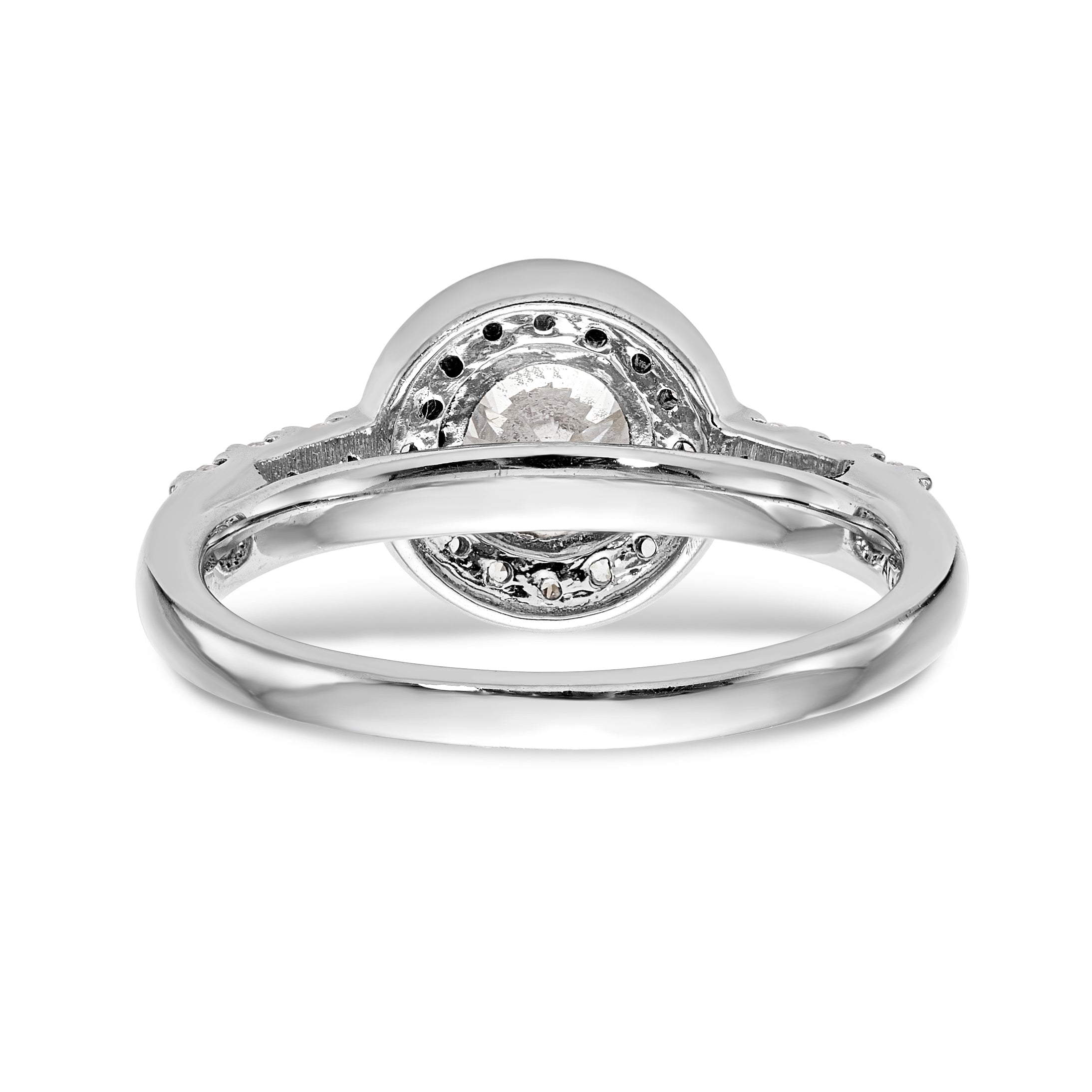 14K Weißgold Verlobungsring mit rundem simuliertem Diamant und Halo