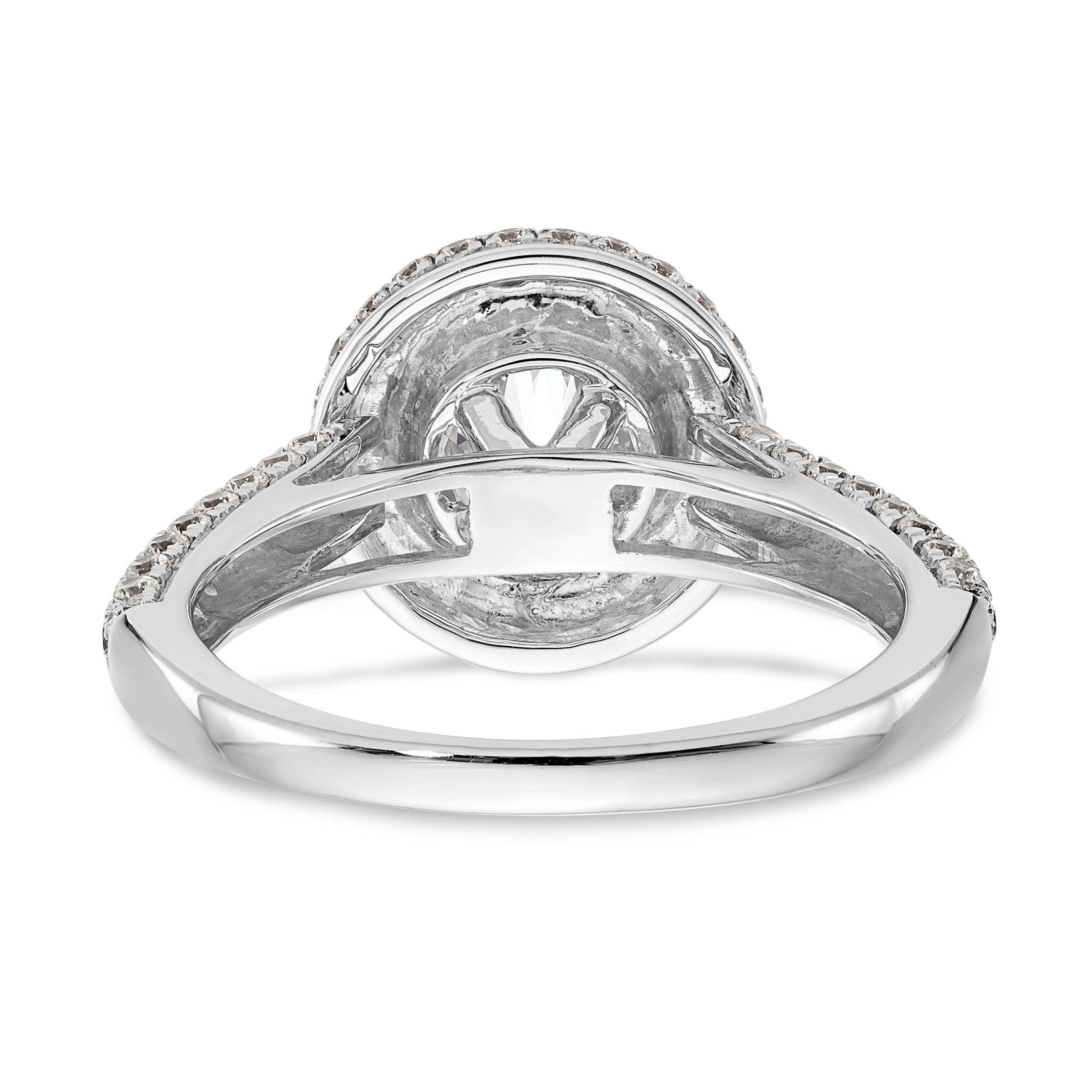 14K Weißgold Verlobungsring mit rundem simuliertem Diamant und Halo