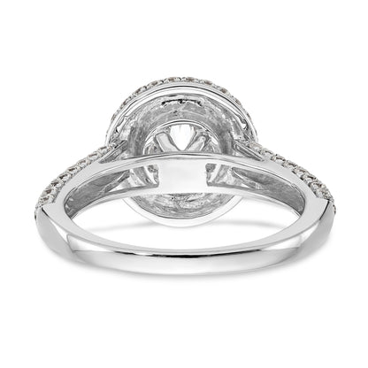 14K Weißgold Verlobungsring mit rundem simuliertem Diamant und Halo
