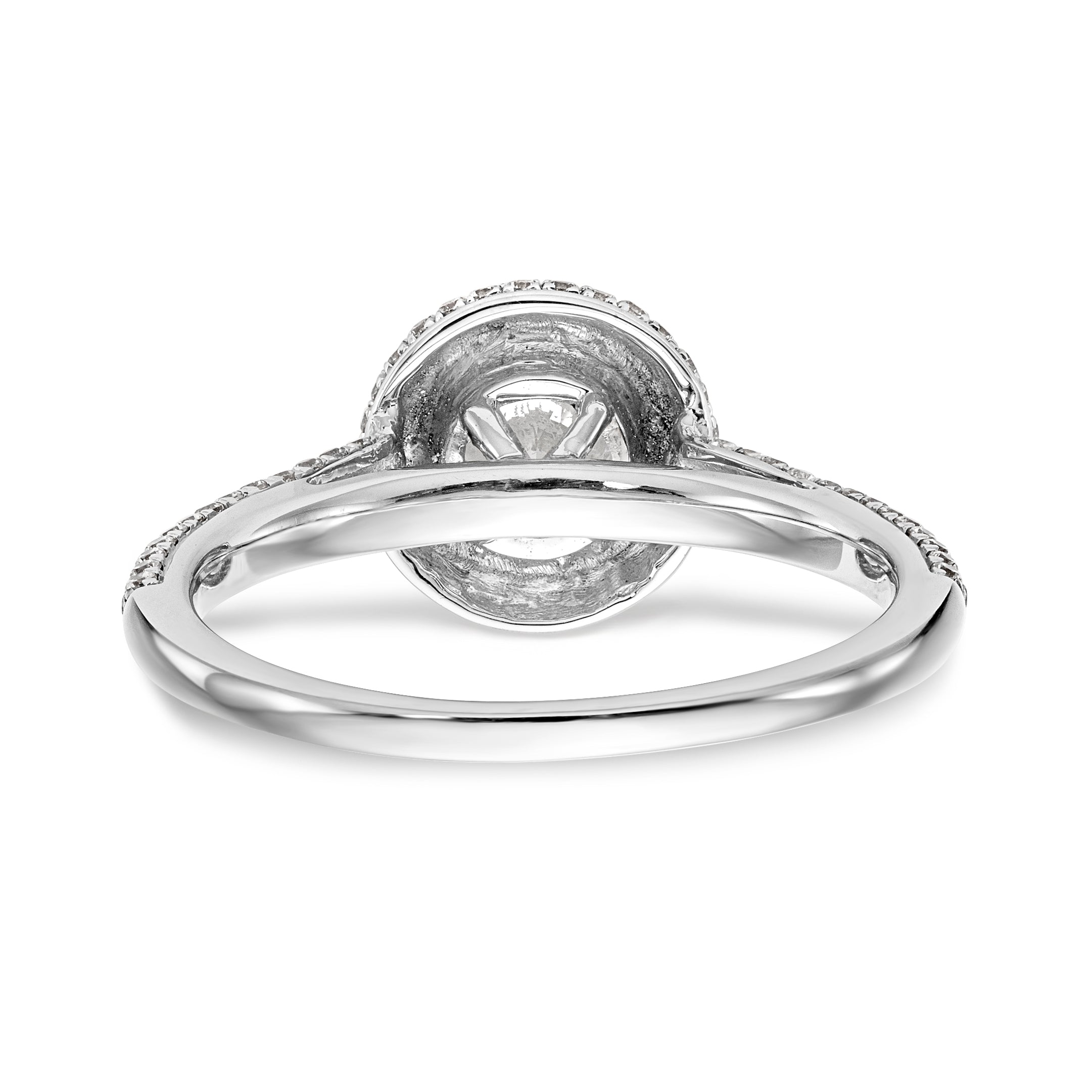 14K Weißgold Verlobungsring mit rundem simuliertem Diamanten und Halo