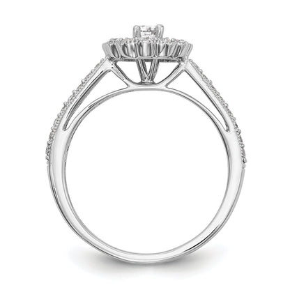 14K Weißgold Verlobungsring mit Halo und rundem simuliertem Diamanten