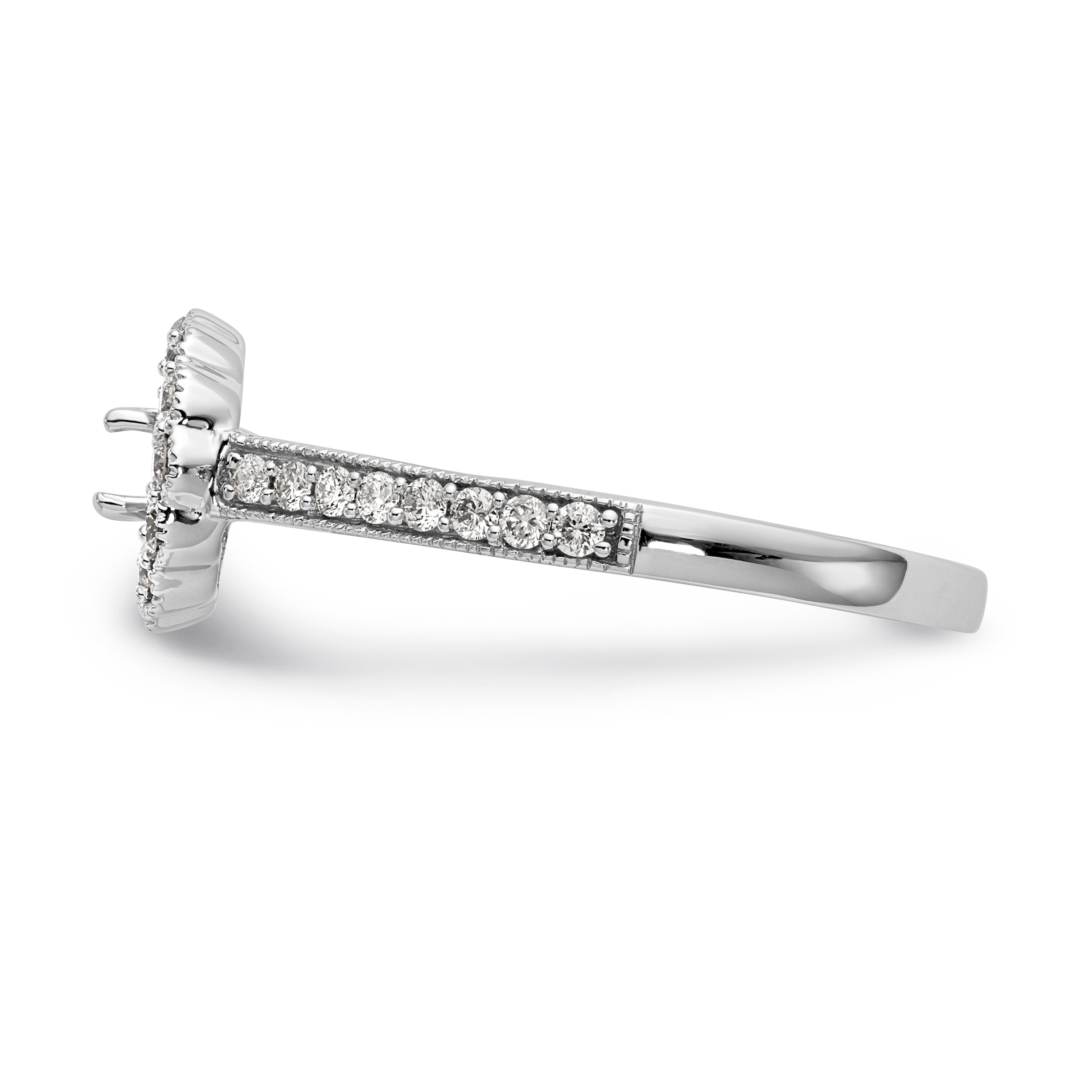 14K Weißgold Verlobungsring mit Halo und rundem simuliertem Diamanten