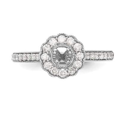 14K Weißgold Verlobungsring mit Halo und rundem simuliertem Diamanten