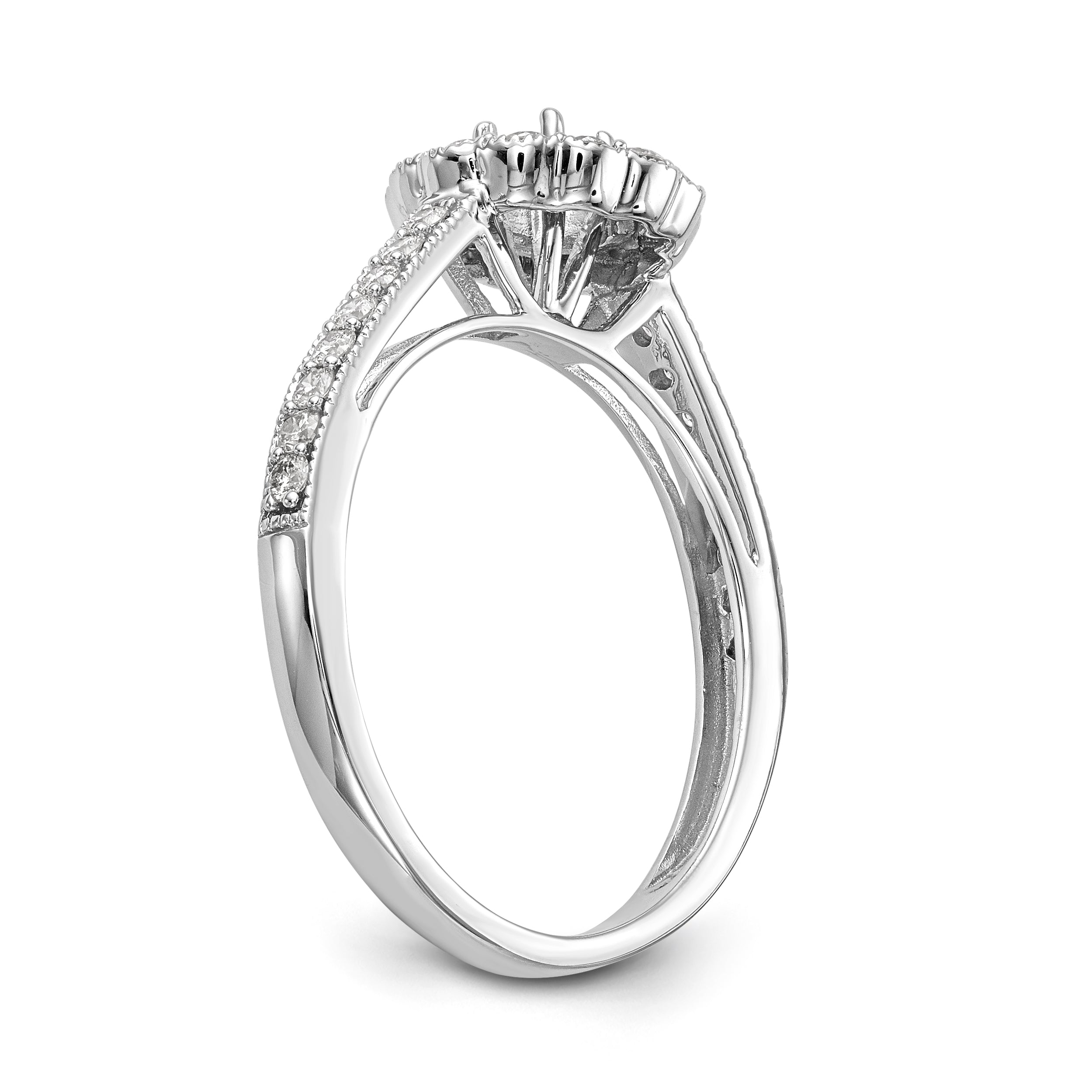 14K Weißgold Verlobungsring mit Halo und rundem simuliertem Diamanten