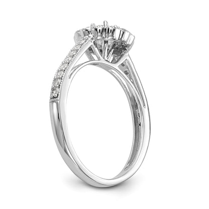 14K Weißgold Verlobungsring mit Halo und rundem simuliertem Diamanten