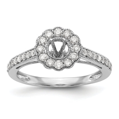 14K Weißgold Verlobungsring mit Halo und rundem simuliertem Diamanten