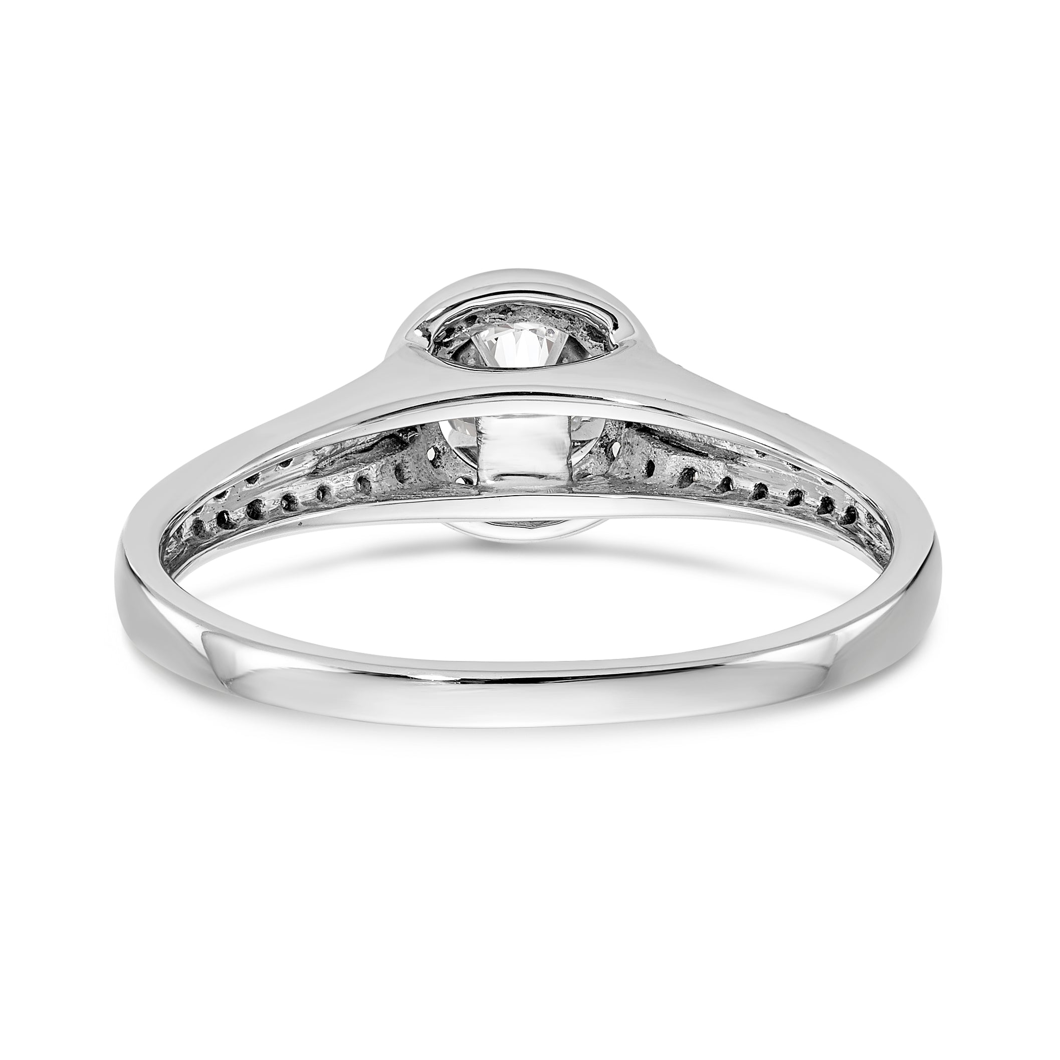 14K Weißgold Verlobungsring mit rundem simuliertem Diamant und Halo